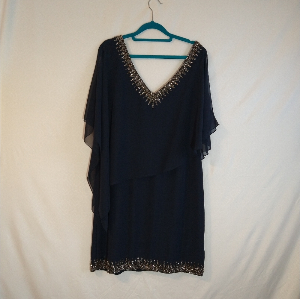 Elegant Black Midi Dress with Gold Accents